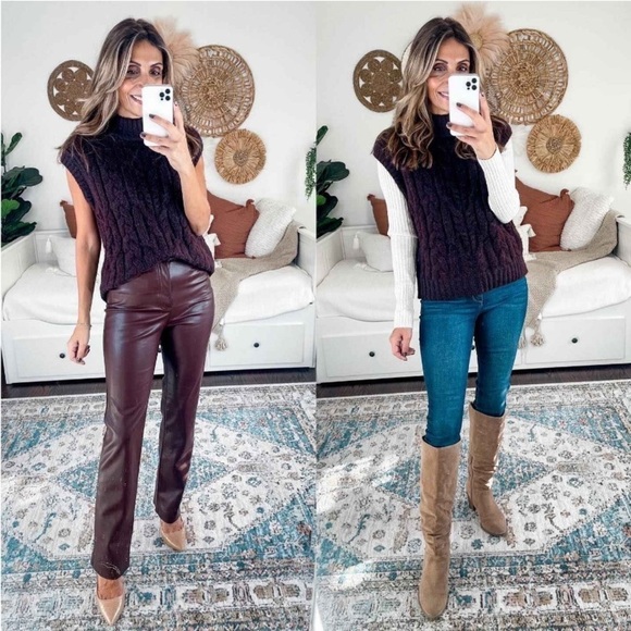 Women's Crewneck Cropped Sweater Vest -
A New Day™ Dark Brown - Picture 4 of 9